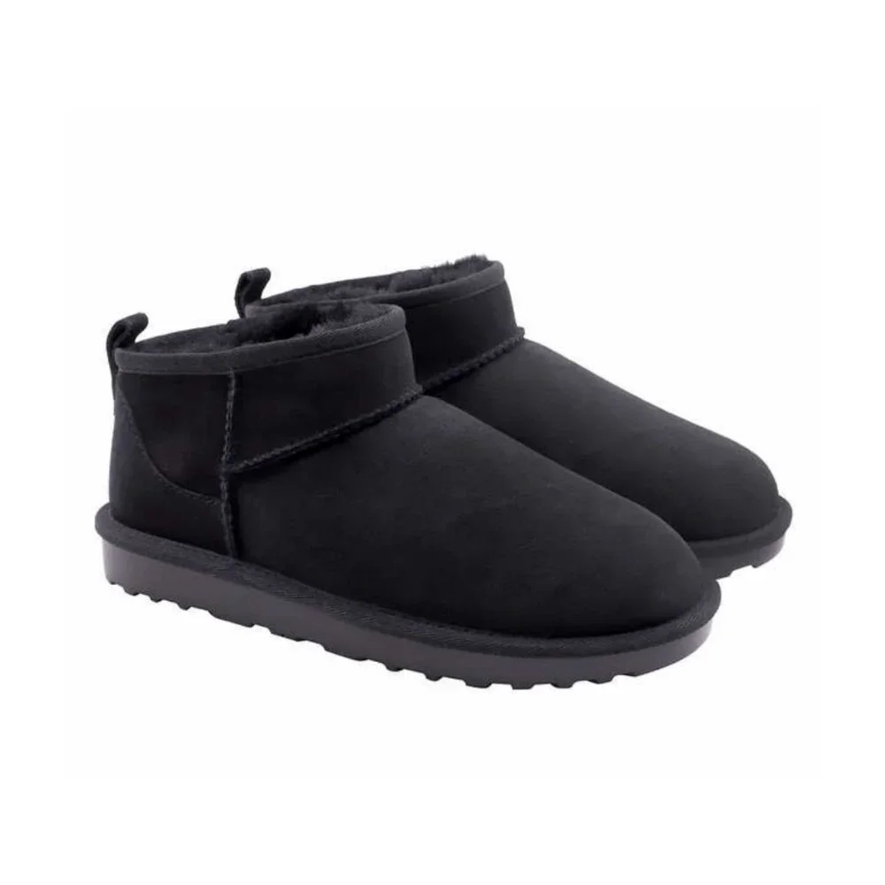 KS Fur Girls 4 Mini Ankle Boots Shearling Sheepskin Suede Slip-on Winter Shoe